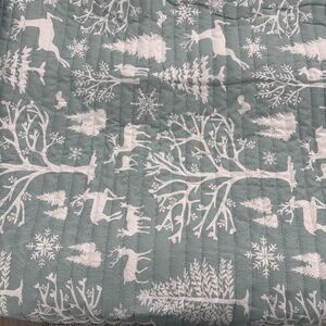 Queen Forest Dreams Beautiful Light Green REVERSIBLE Quilt NEW ITEM Final Sale